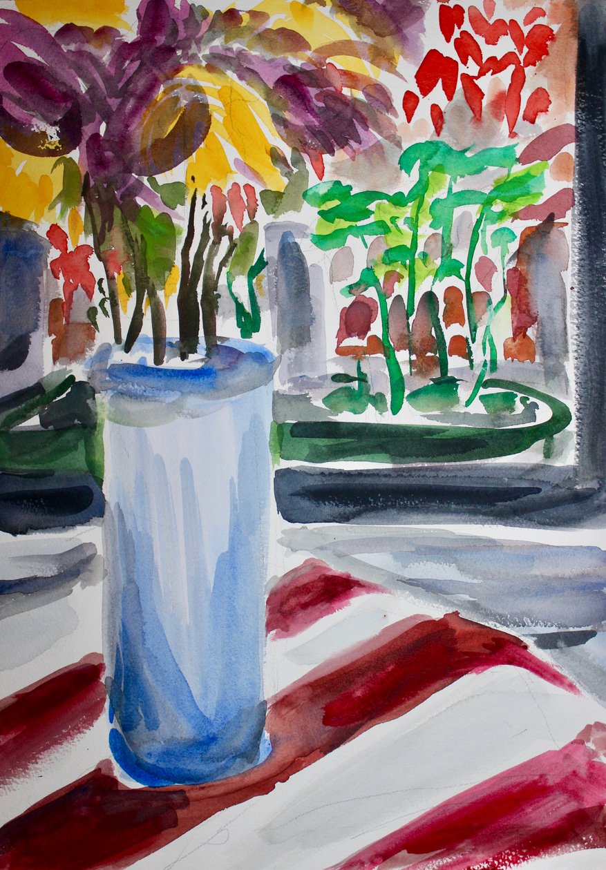 蓝色花瓶和窗框, 2015 作者 理查德·福克斯