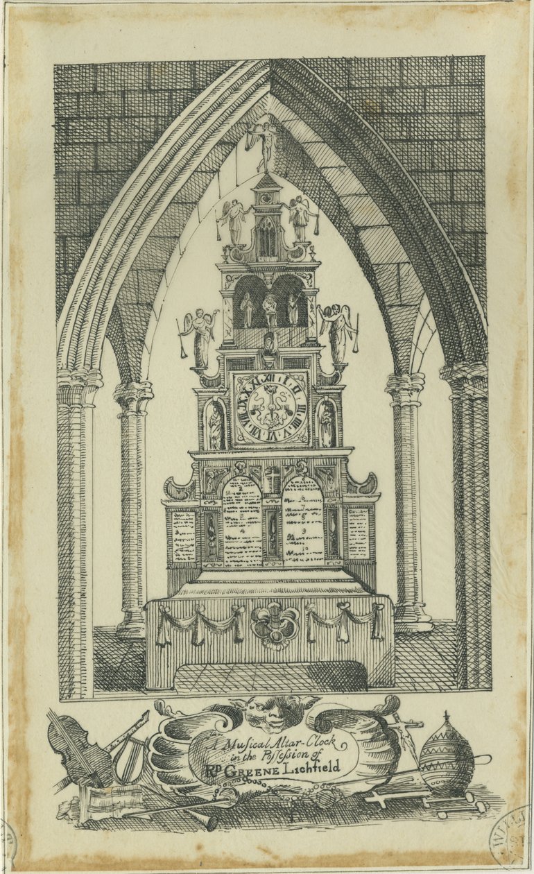 利奇菲尔德-音乐祭坛时钟：用墨水追踪，nd [？18th cent]（绘画） 作者 理查德·格林