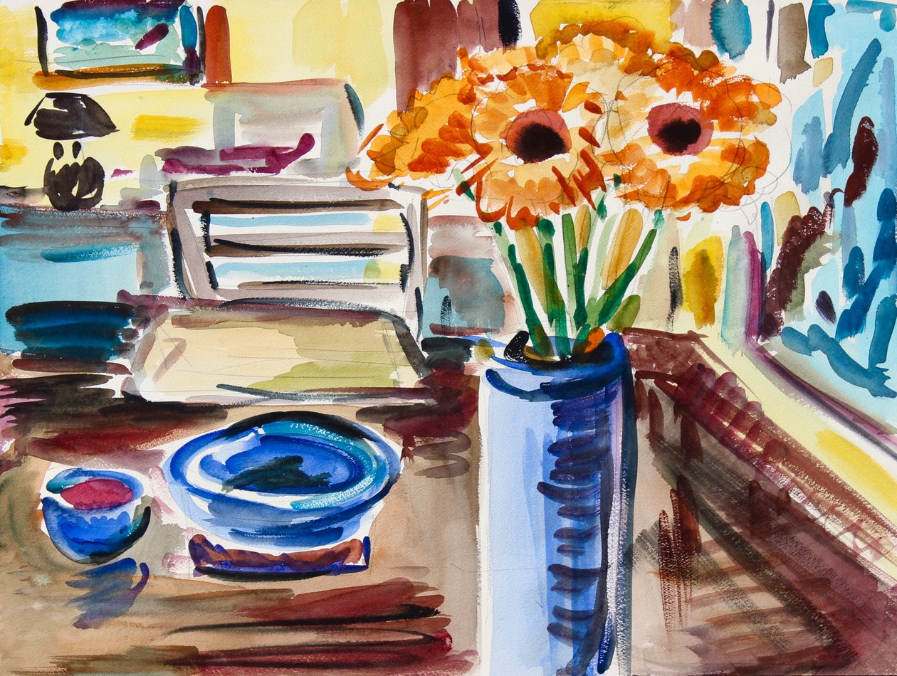 黑眼豆静物》，2021 年（纸面水彩画） 作者 理查德·H·福克斯