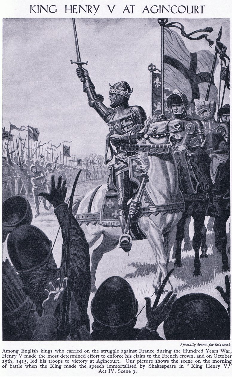 国王亨利在Agincourt公元1415年，公元1950年 作者 理查德·亨利·布洛克