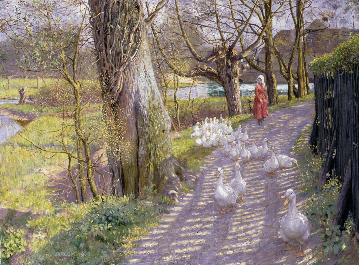 The Mill Pond的路径，1900年 作者 理查德·亨利·布洛克