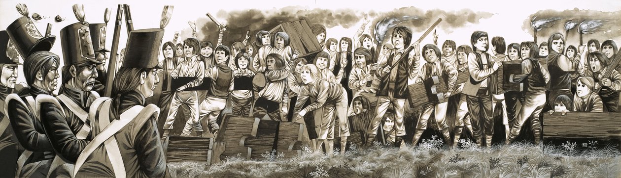 1797 年，拉格比（Rugby）发生学生骚乱，军队应召前往镇压。 作者 理查德·胡克