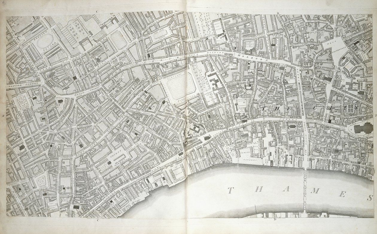 c.1792-1799年的“伦敦和威斯敏斯特的城市计划，南沃克自治市及其附近地区” 作者 理查德·霍伍德