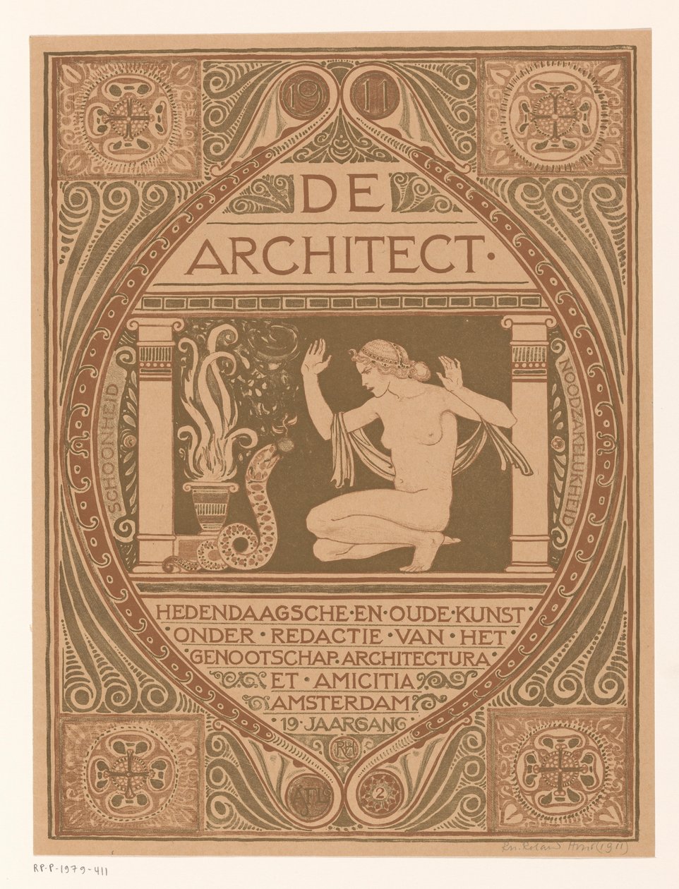 封面设计：建筑师》，1911 年 作者 理查德·尼古拉斯·罗兰·霍尔斯特（有艺术家签名）