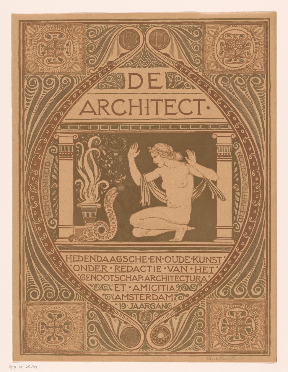 封面设计：建筑师》，1911 年 作者 理查德·尼古拉斯·罗兰·霍尔斯特（有艺术家签名）