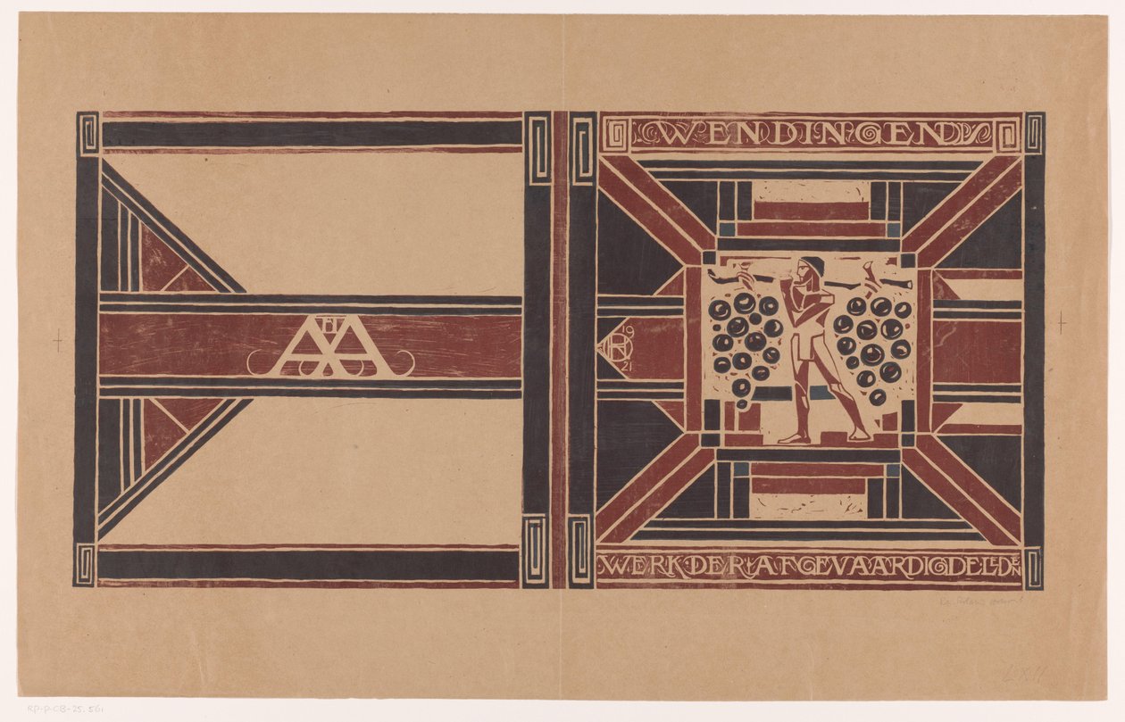 封面设计：文丁根，1921 年 代表成员的工作（对象名称） 作者 理查德·尼古拉斯·罗兰·霍尔斯特（有艺术家签名）
