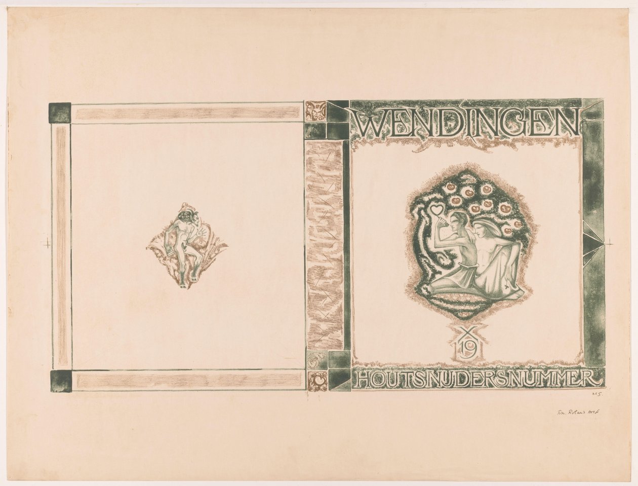 封面设计Wendingen, Woodcutting issue, 1919 年 作者 理查德·尼古拉斯·罗兰·霍尔斯特（有艺术家签名）