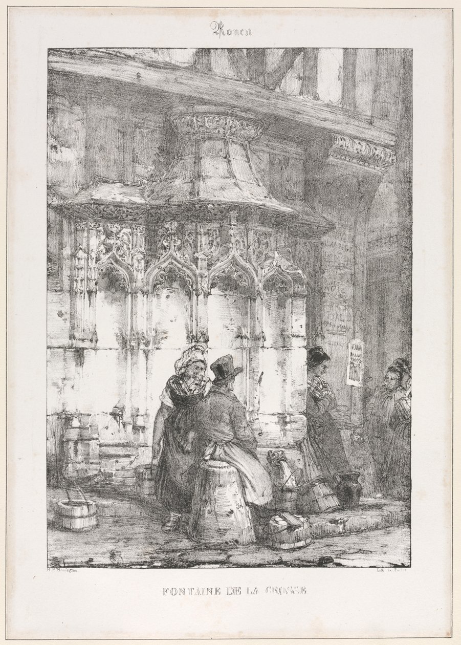 建筑遗迹和碎片：鲁昂-枫丹·德拉克罗斯（Fontaine de la Crosse），1827年。 作者 理查德·帕克斯·博宁顿