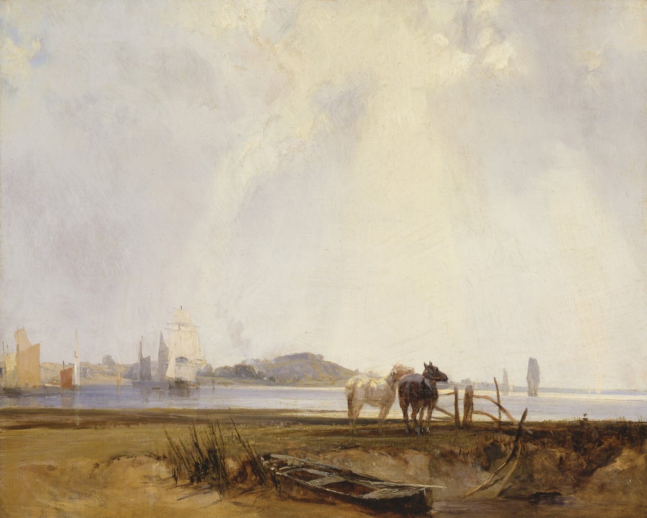 法国Quilleboeuf附近的风景，约1824-25年（布面油画） 作者 理查德·帕克斯·博宁顿