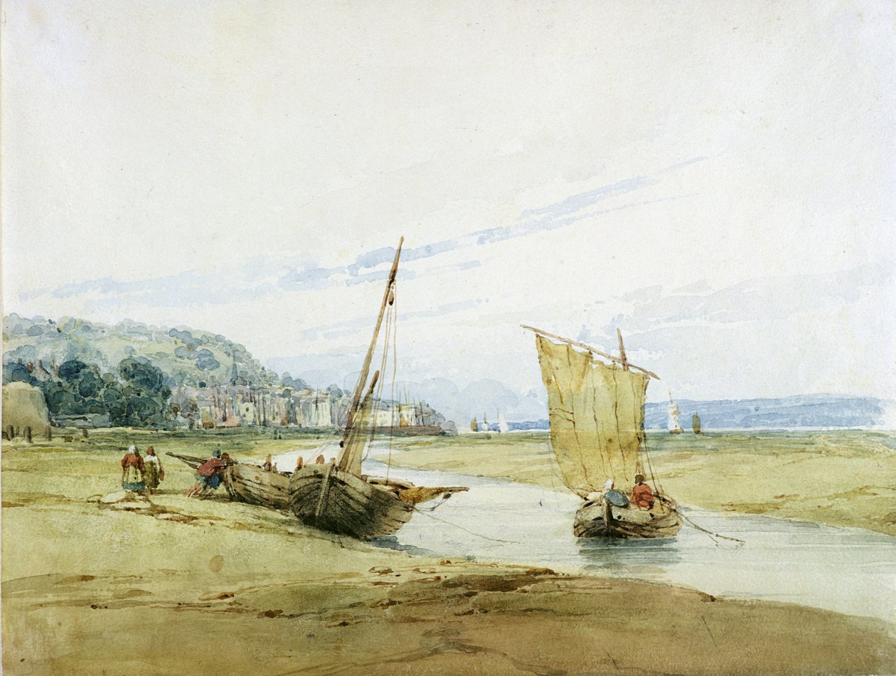 在Honfleur附近，1822年（纸上石墨） 作者 理查德·帕克斯·博宁顿