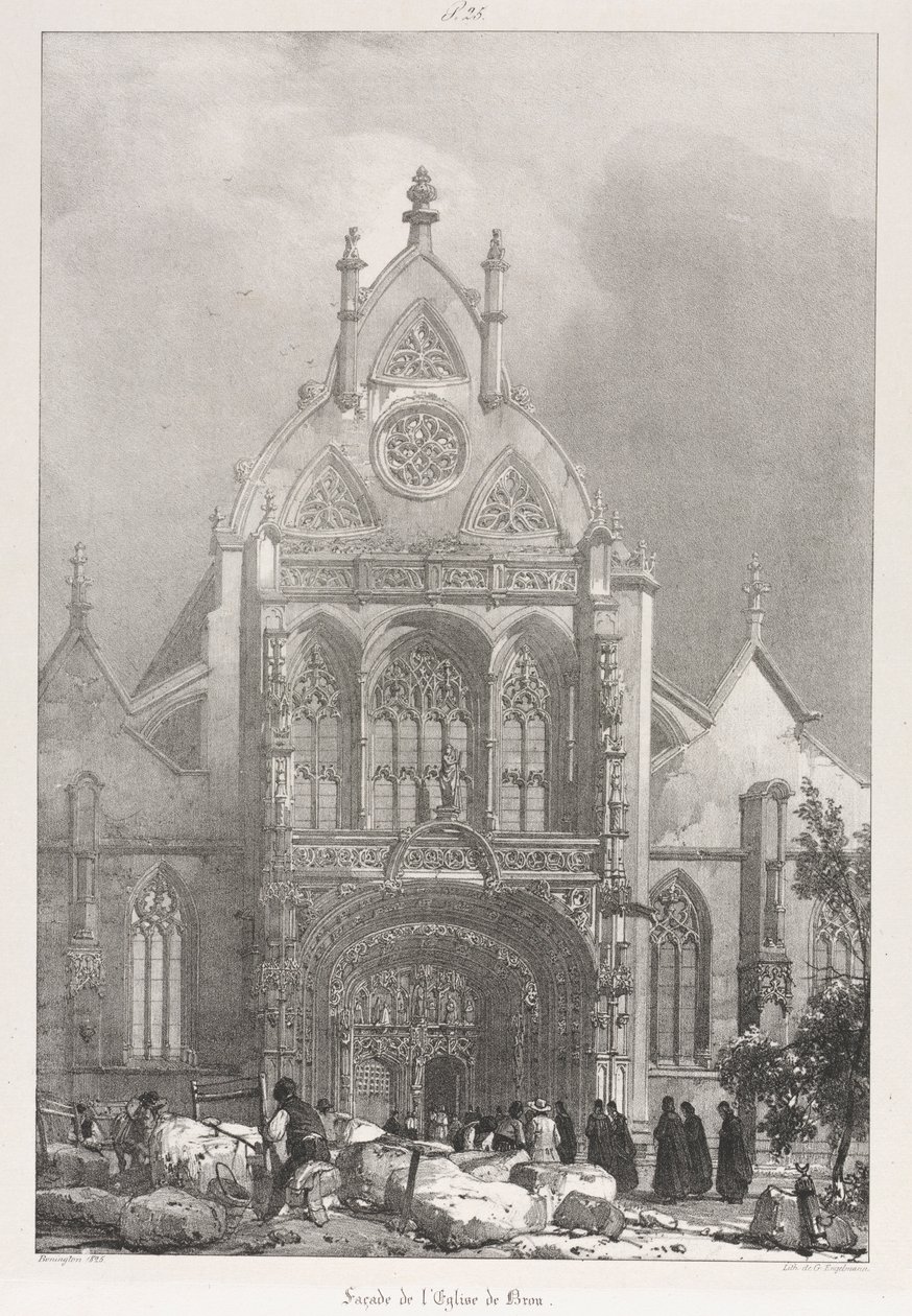 弗朗什·孔戴（Franche-Compté）在法国的风景如画和浪漫之旅：1825年，布劳教堂正面。 作者 理查德·帕克斯·博宁顿