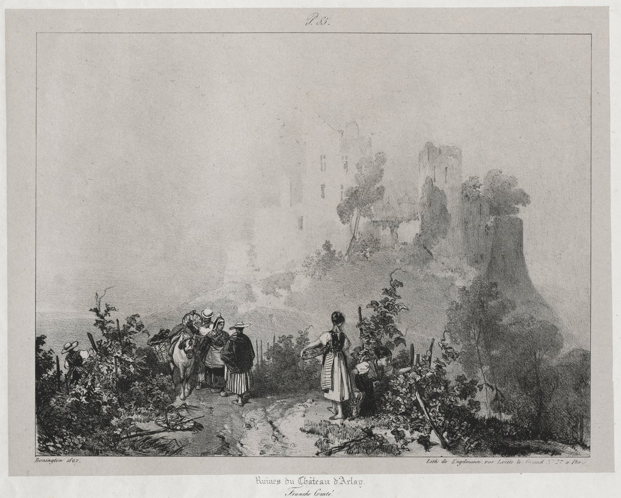 1825年，法国古代风景如画的浪漫之旅，弗朗什·孔泰... 作者 理查德·帕克斯·博宁顿