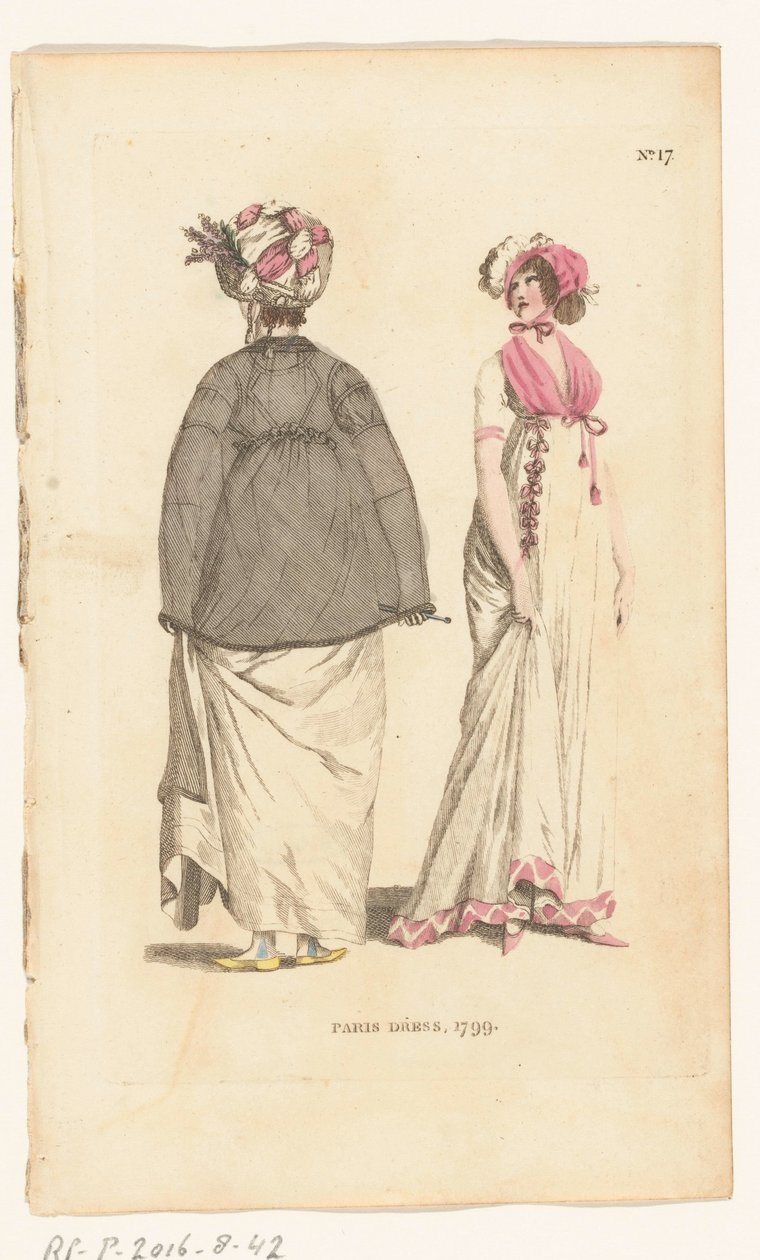 伦敦和巴黎女性时尚杂志，第 17 期。巴黎服饰，1799 年 作者 理查德·菲利普斯