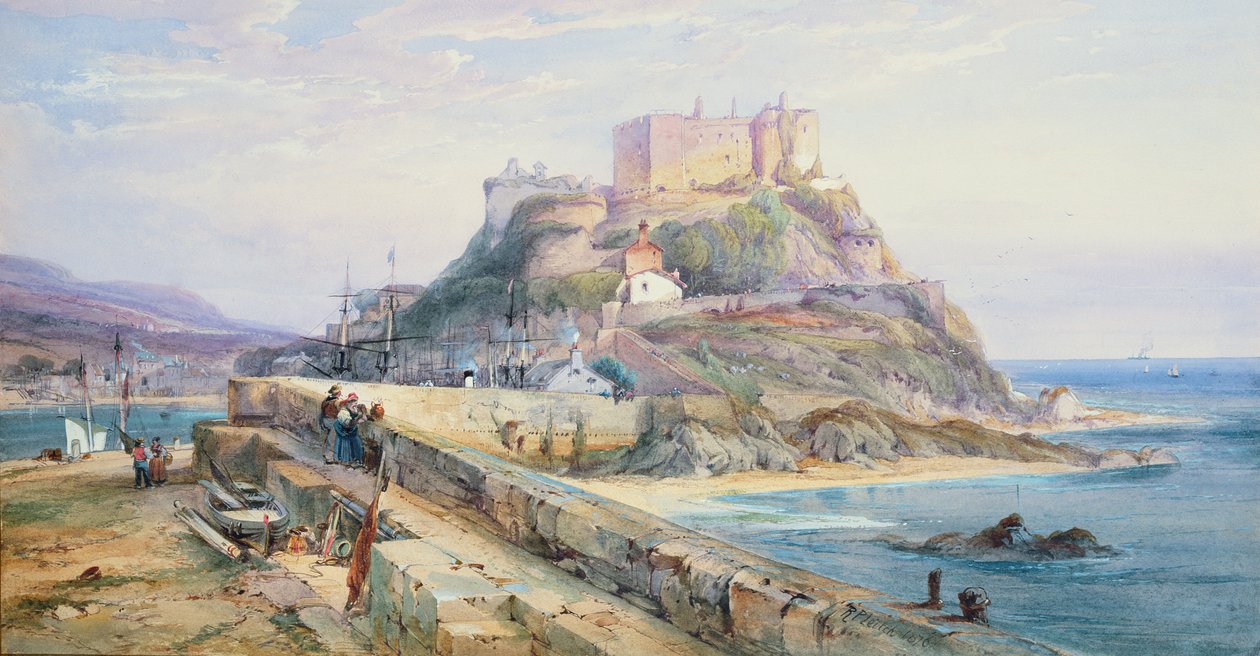 Mount Orgueil城堡，Gorey，泽西岛，1876年 作者 理查德·普里恩·利奇