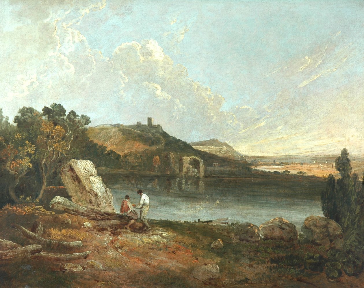 Italian Lake Scene (oil on canvas) 作者 理查德·威尔逊