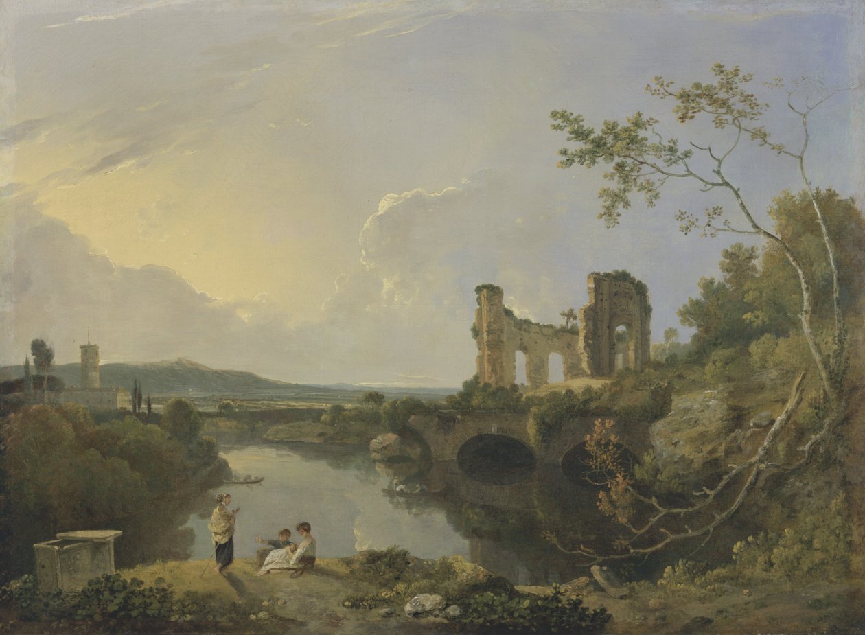 意大利风景（早晨），c.1760-65（布面油画） 作者 理查德·威尔逊