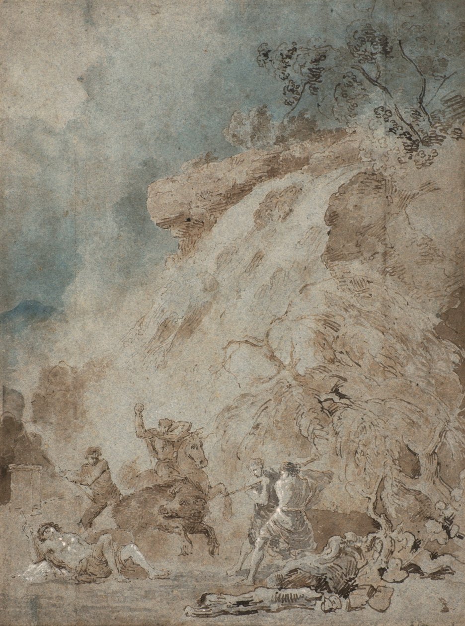 梅莱格和阿塔兰特，约 1770 年（纸上水墨钢笔画） 作者 理查德·威尔逊