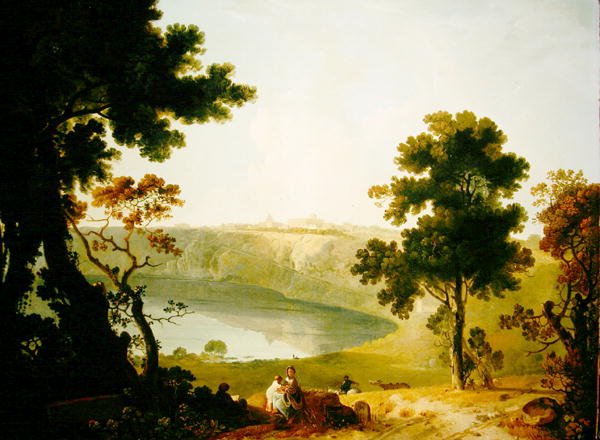 冈多菲堡和阿尔巴诺湖的景色，c.1754（布面油画） 作者 理查德·威尔逊