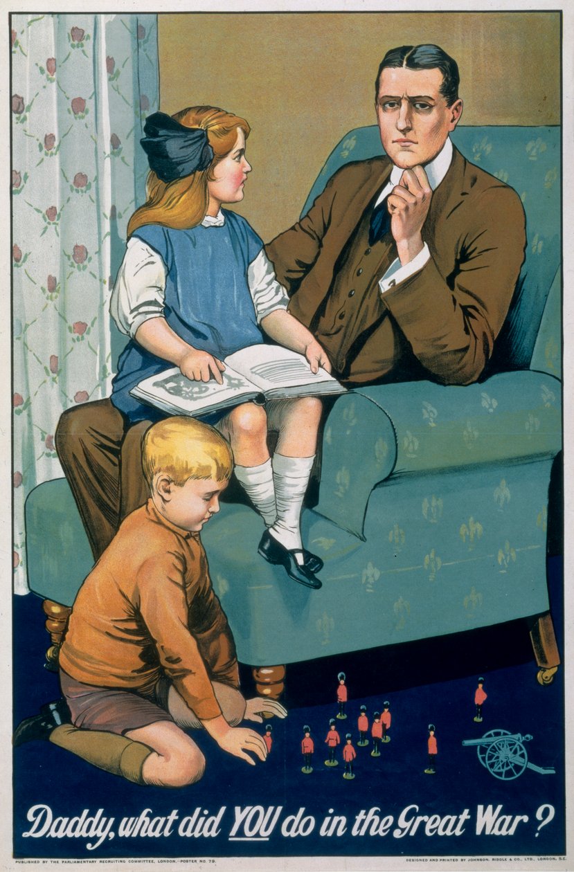 爸爸，你在大战中做了什么》，英国招募海报，约1940年 作者 Riddle and Co Johnson
