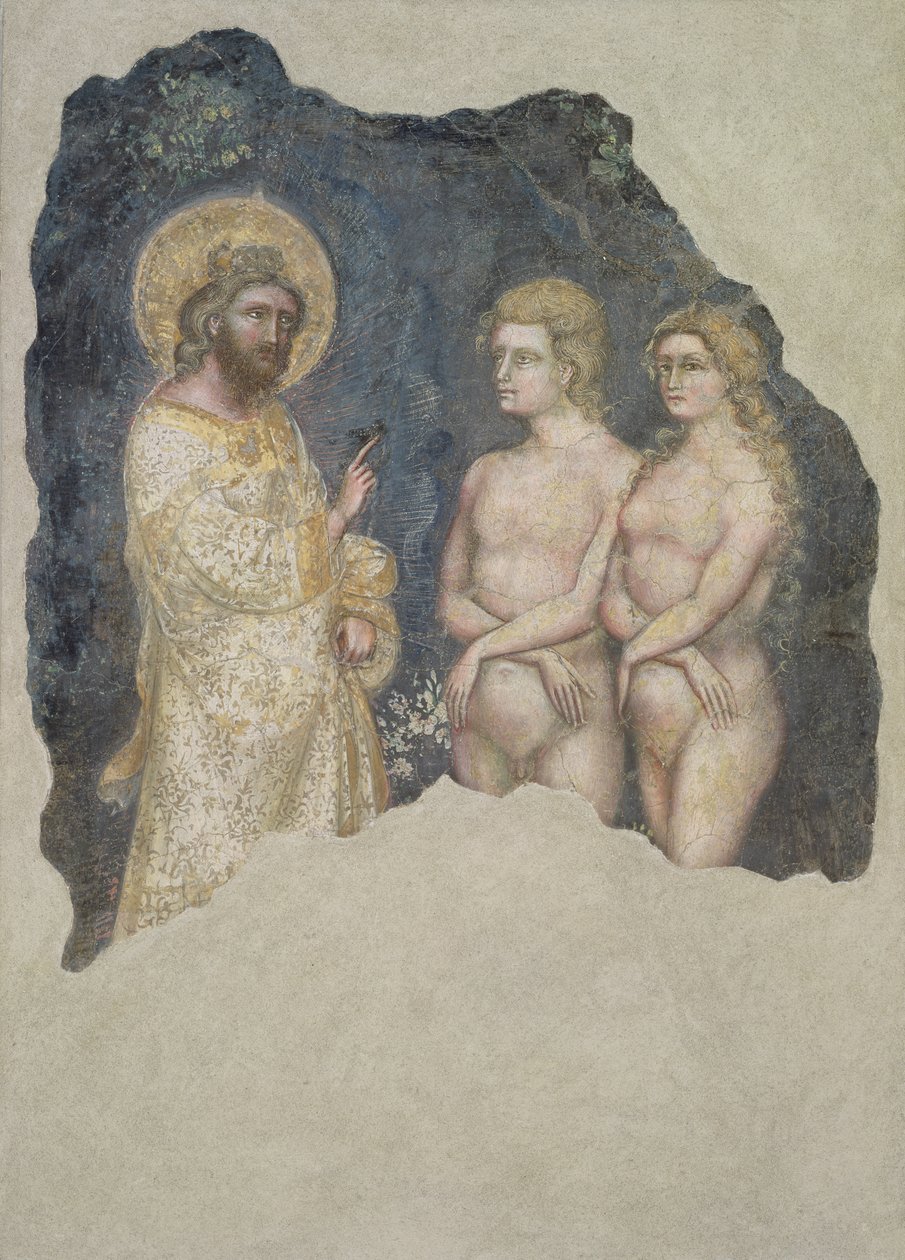 亚当和夏娃在上帝的祝福下，c.1357 作者 Ridolfo di Arpo Guariento