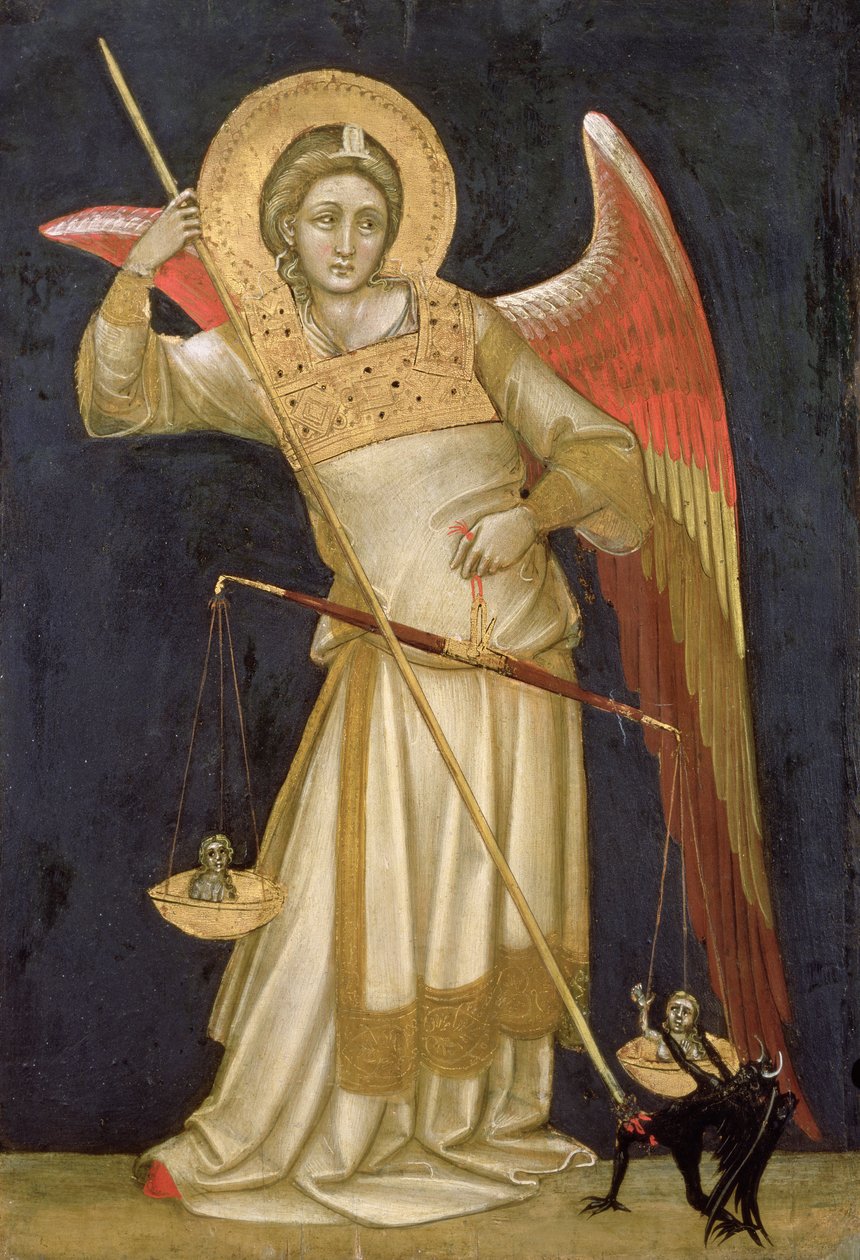 天使称重灵魂，1348-54 作者 Ridolfo di Arpo Guariento