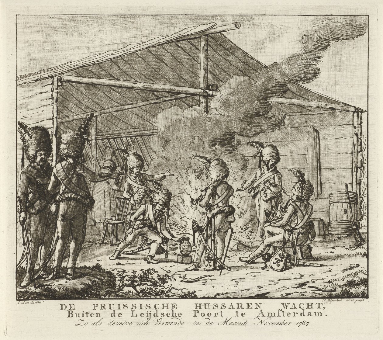 阿姆斯特丹莱德斯堡的普鲁士轻骑兵卫队，1787 年
普鲁士轻骑兵卫队，阿姆斯特丹 Leijdsche Poort 外（......）（标题见实物） 作者 瑞克·耶尔格休斯
