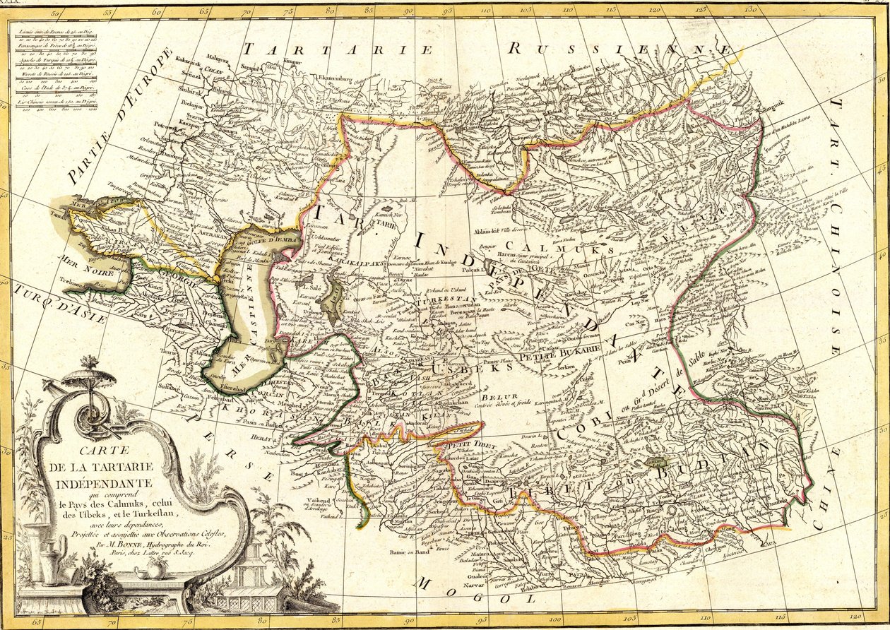 独立鞑靼地图，包括Calmuks国家，Usbeks和土耳其斯坦 作者 查尔斯·玛丽·里戈伯特·邦纳