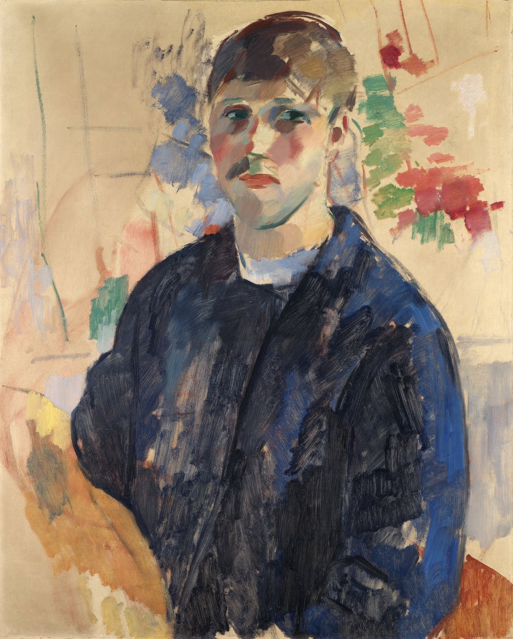 穿蓝色上衣的自画像》，作者 Wouters, Rik（1882-1916 年）。布面油画 作者 里克·沃特斯
