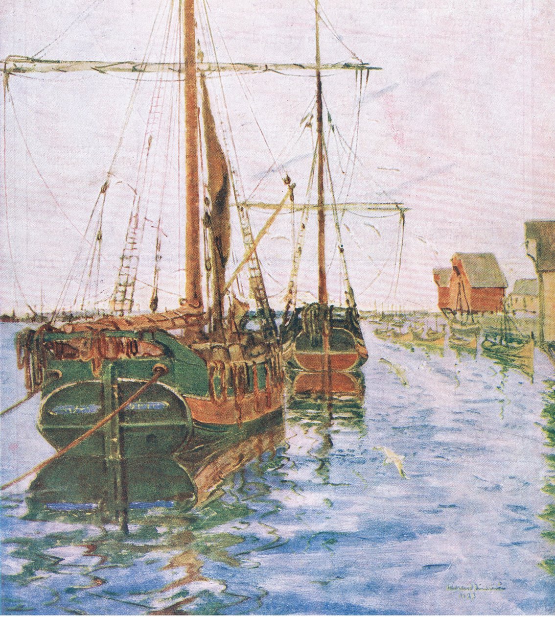 港口的船，来自My Magazine，pub.1922 作者 里卡德·林斯特伦