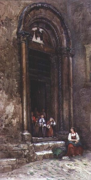 Aquila degli Abruzzi的Santa Guiliana教堂的侧门 作者 里纳尔多·维尔纳