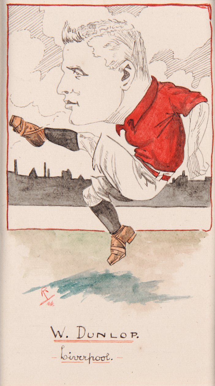 利物浦的比利·邓洛普（Billy Dunlop）为1907年的一系列香烟卡画画（卡片上的墨水笔） 作者 裂口