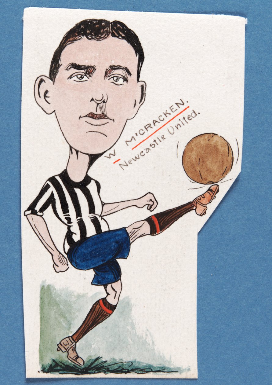 纽卡斯尔联队的比利·麦克拉肯（Billy McCracken）绘制了一套香烟卡片，1907年（卡片上的墨水笔） 作者 裂口