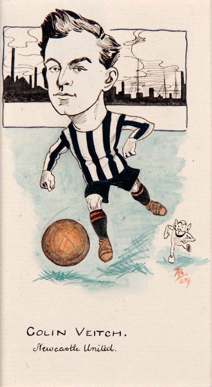 纽卡斯尔联队的科林·维奇（Colin Veitch），为1907年的一系列香烟卡画画（笔和墨水卡） 作者 裂口