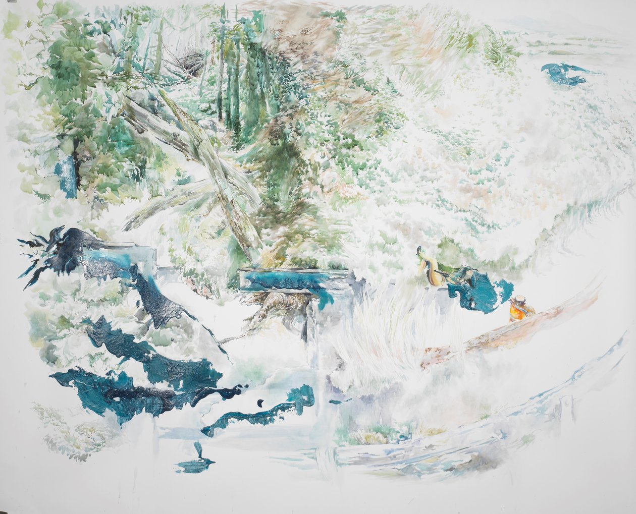 被裁剪的障碍物，2023 年（水彩画） 作者 罗布·D·戴维斯