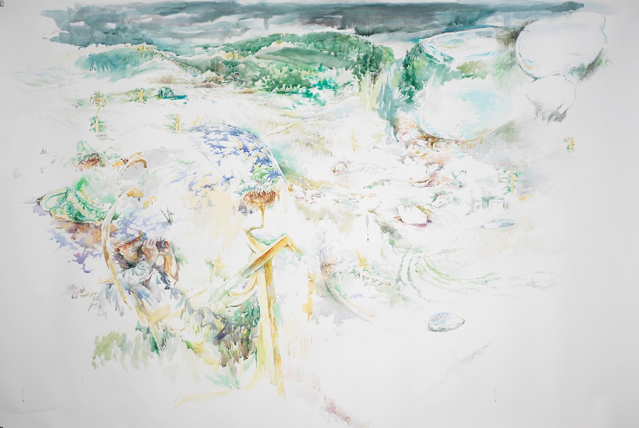 垃圾填埋场，菲利浦斯维尔附近的森林某处，2023 年（水彩画） 作者 罗布·D·戴维斯