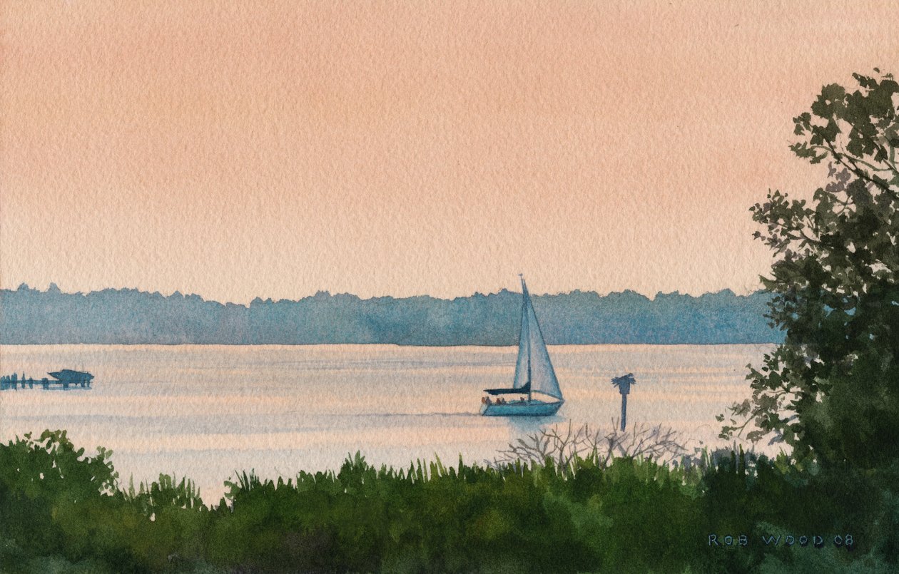 启航回家》，2008 年（纸上水彩画） 作者 