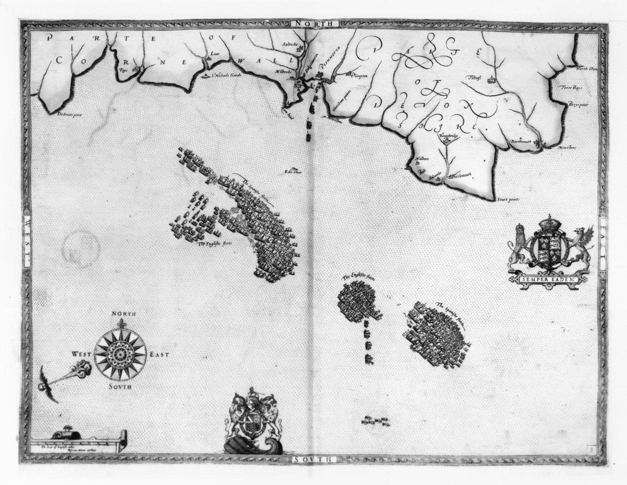 地图No.3显示Armada舰队的路线，由Augustine Ryther雕刻，1588年 作者 罗伯特·亚当斯