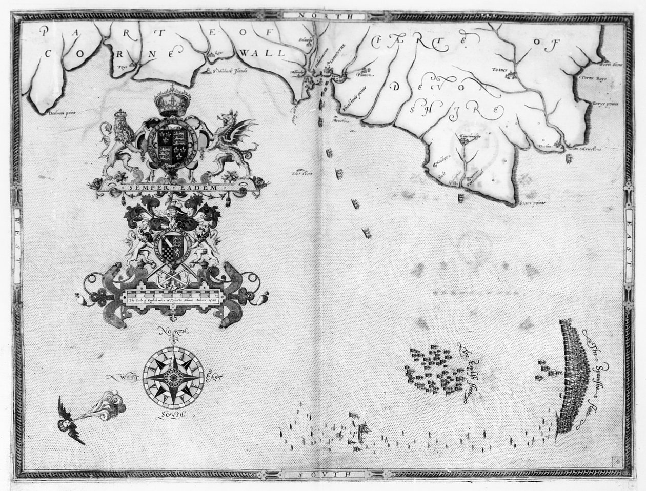 地图No.4显示Armada舰队的路线，由Augustine Ryther雕刻; 1588 作者 罗伯特·亚当斯