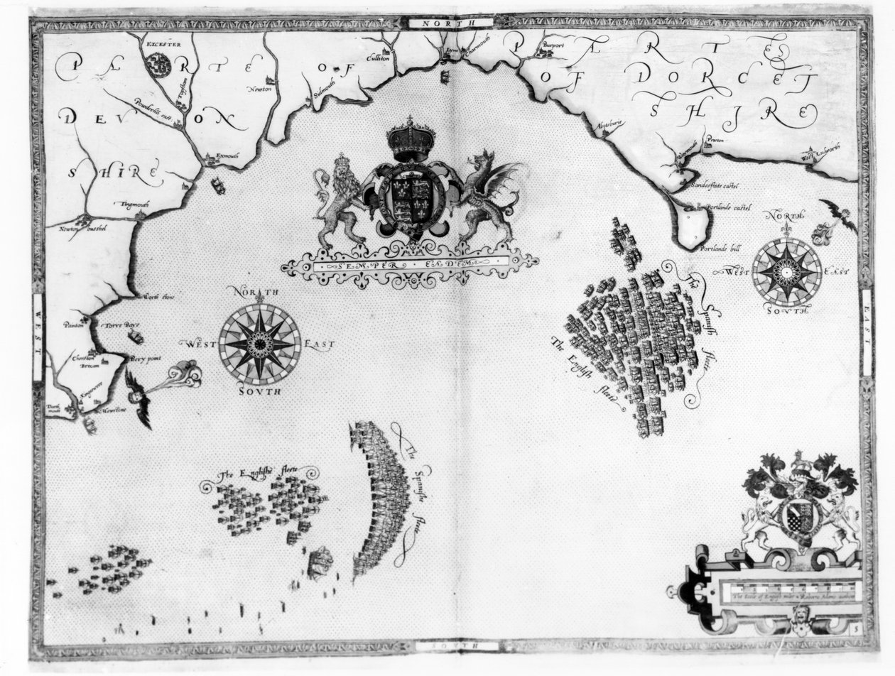 地图No.5显示Armada舰队的路线，由Augustine Ryther雕刻，1588年 作者 罗伯特·亚当斯