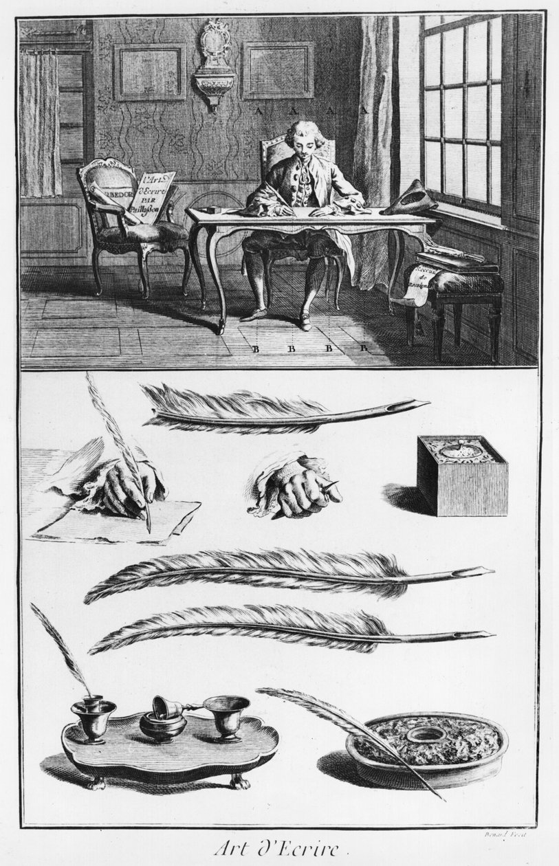 写作的艺术，来自Denis Diderot（1713-84）1763年的“百科全书”的插图 作者 罗伯特·贝纳德