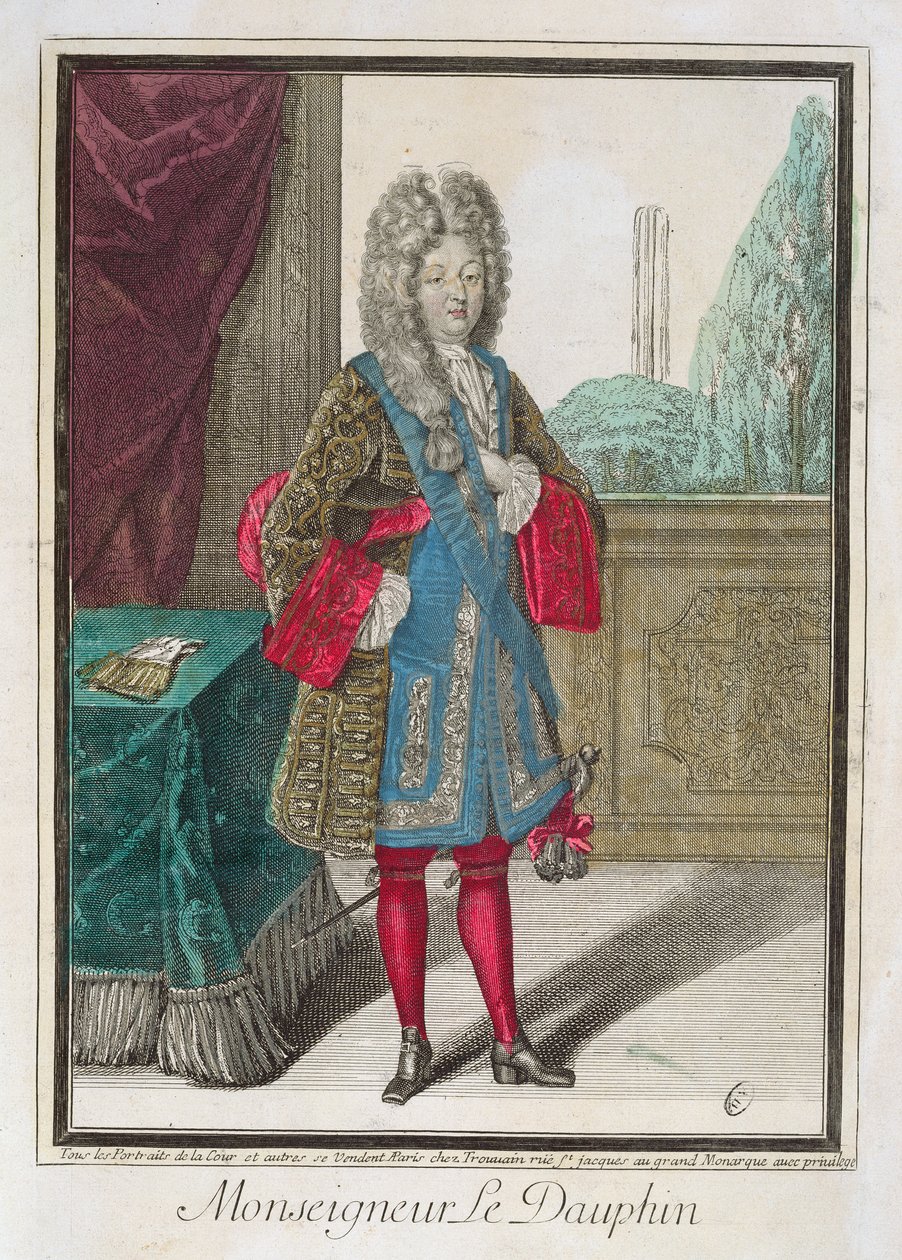 法国路易斯（1661-1711）Dauphin的Monseigneur（彩色雕刻） 作者 罗伯特·波纳特