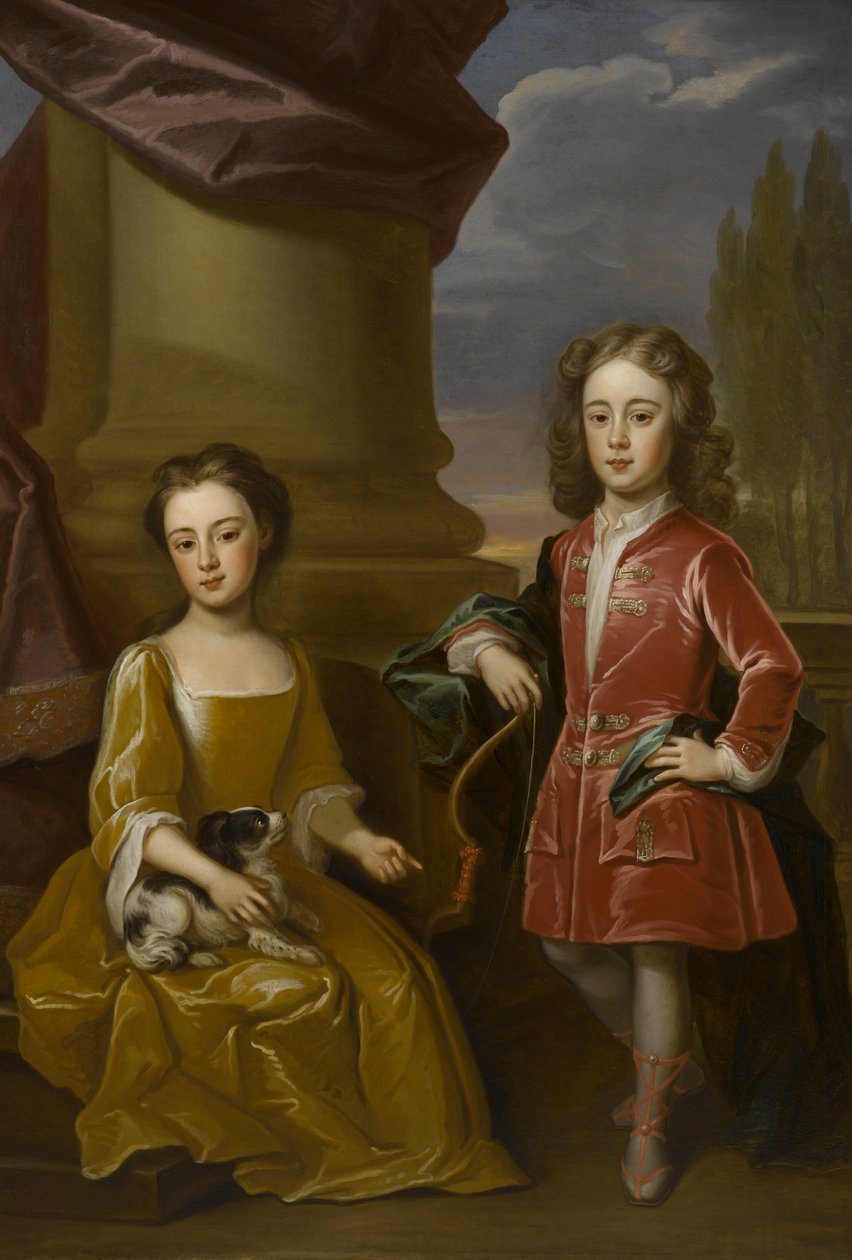 Dudley North和他的妹妹Anne，1714年油画布的双重肖像 作者 罗伯特·拜恩
