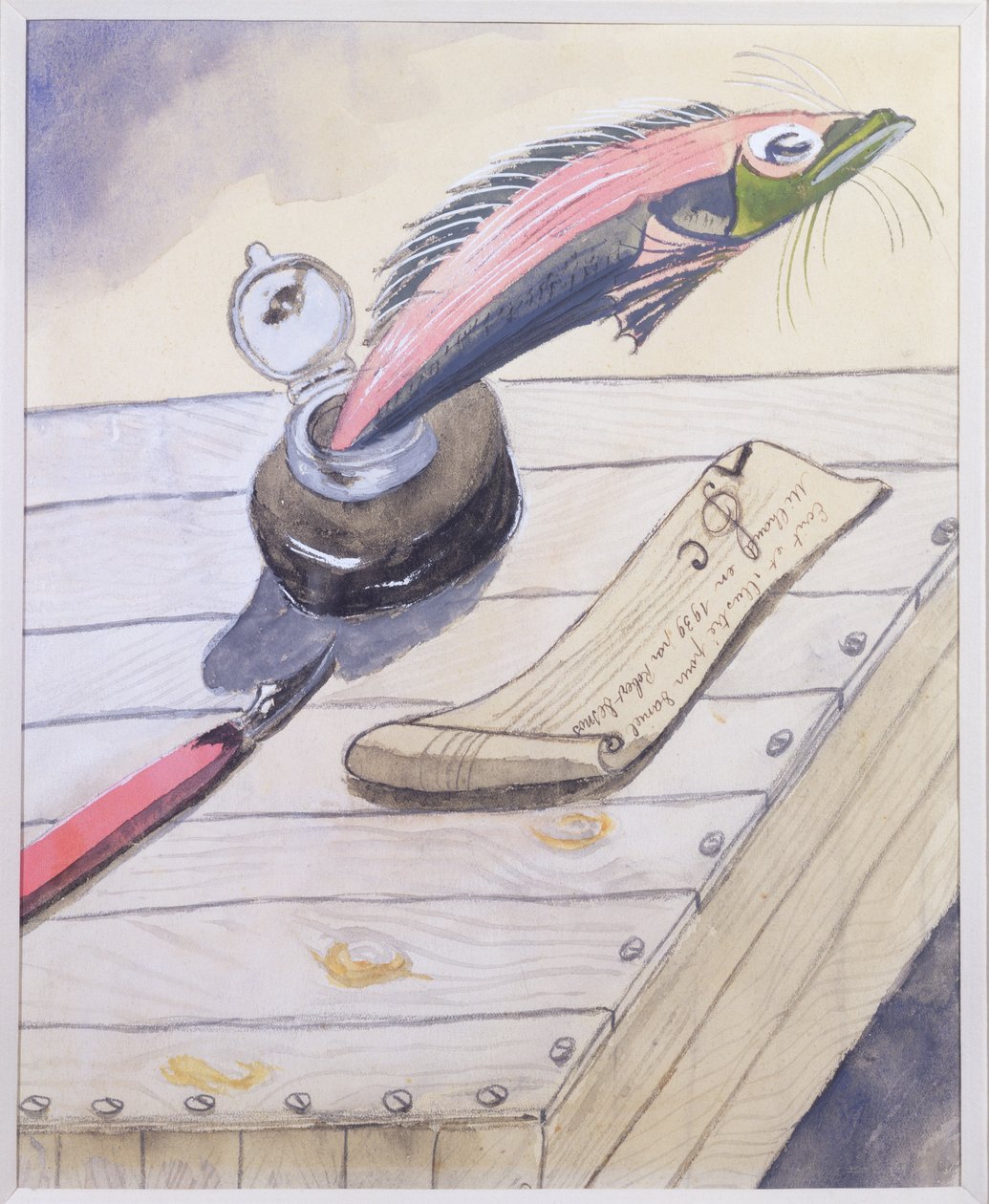 鱼跳出墨水瓶，由罗伯特·德斯诺斯（Daniel Desnos）于1939年为丹尼尔·米尔豪德（Daniel Milhaud）写作和插图 作者 罗伯特·德斯诺斯