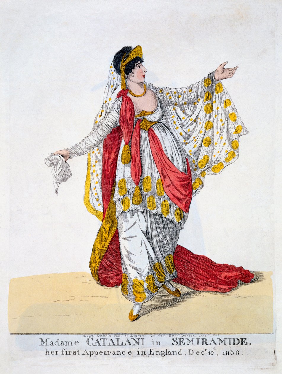 加泰罗尼亚夫人担任Semiramide的主角，1806年 作者 罗伯特·邓顿
