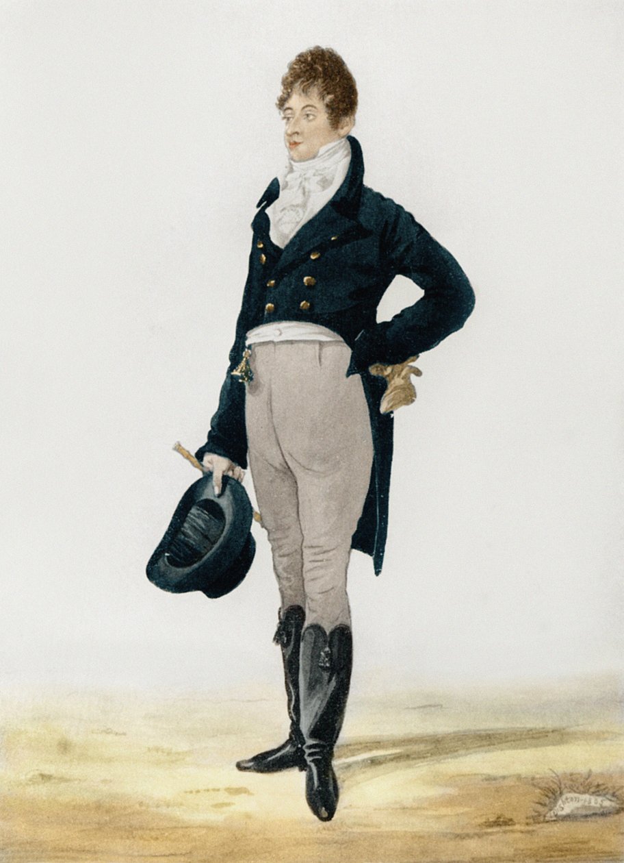 George&39;Beau&39;Brummell（1778-1849）1805的肖像（另见106690）（后期着色） 作者 罗伯特·邓顿