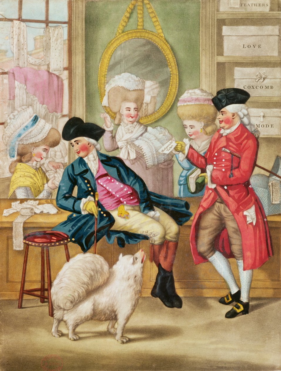 The Morning Ramble或Milliners Shop，1782（手工色的mezzotint） 作者 罗伯特·邓顿