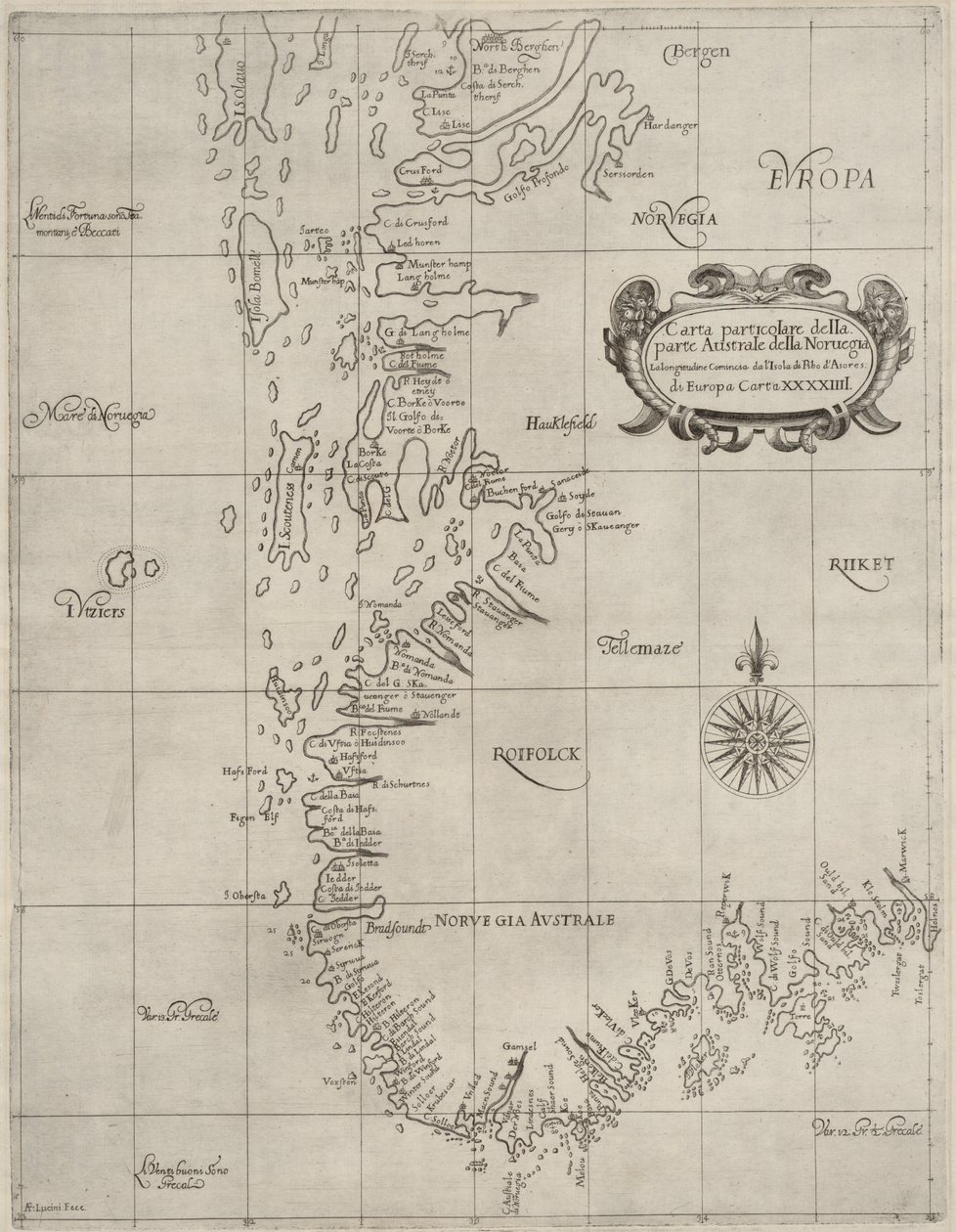 地图来自国家图书馆的地图集。该地图发表于（约1647年），并显示了挪威南部，海岸，海图 作者 罗伯特·杜德利