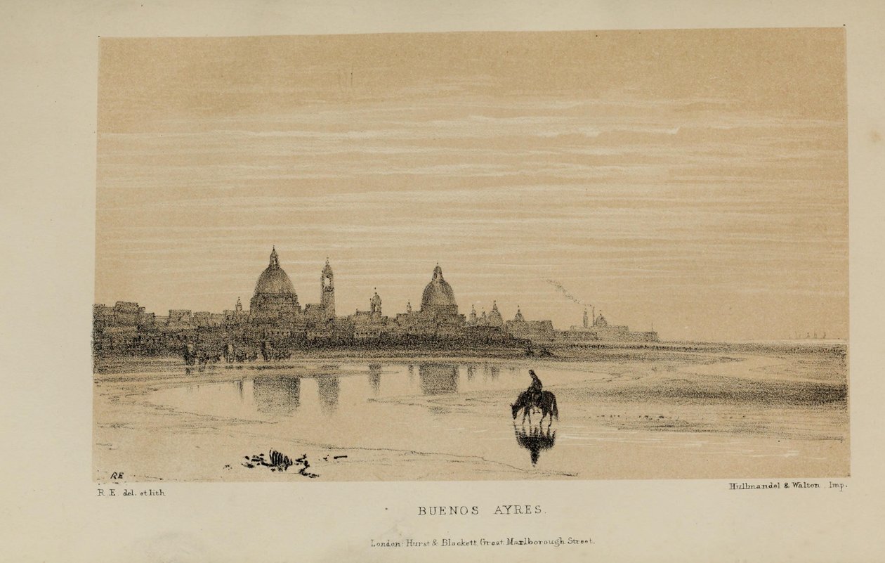布宜诺斯艾利斯，罗伯特·埃尔维斯（1819-1878）的水彩画，来自诺福克的富有的年轻英国绅士 作者 罗伯特·艾尔维斯