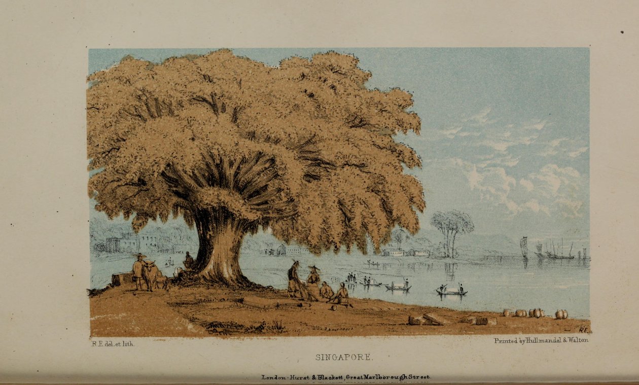 新加坡，罗伯特艾尔威斯（1819-1878）的水彩画，来自诺福克的富有英国年轻绅士。 作者 罗伯特·艾尔维斯