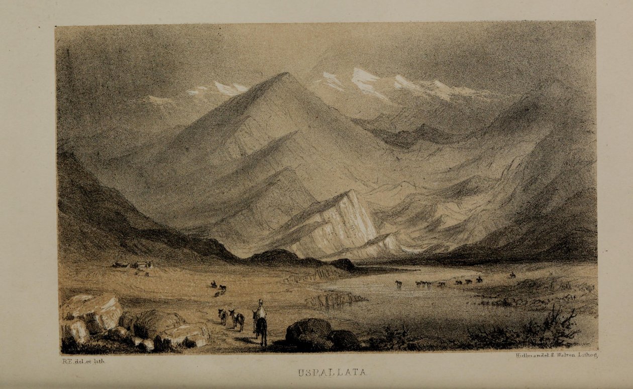 Uspallata，Robert Elwes（1819-1878）的水彩画，来自诺福克的富有的年轻英国绅士 作者 罗伯特·艾尔维斯